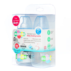 Bubbles Slim Feeding Bottle 125 ml BPA Free With 1 Extra Nipple - Blue