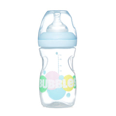 Bubbles Wide-neck BPA Free For Babies, Anti-Colic 260 ml Feeding Bottle With an Extra Nipple (Pack of 2) -Blue