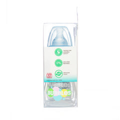 Bubbles Slim Feeding Bottle 125 ml BPA Free With 1 Extra Nipple - Blue