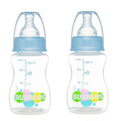 Bubbles Slim Feeding Bottle 125 ml BPA Free With 1 Extra Nipple - Blue