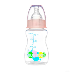 Bubbles Slim Feeding Bottle 125 ml BPA Free With 1 Extra Nipple - Pink