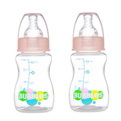 Bubbles Slim Feeding Bottle 125 ml BPA Free With 1 Extra Nipple - Pink