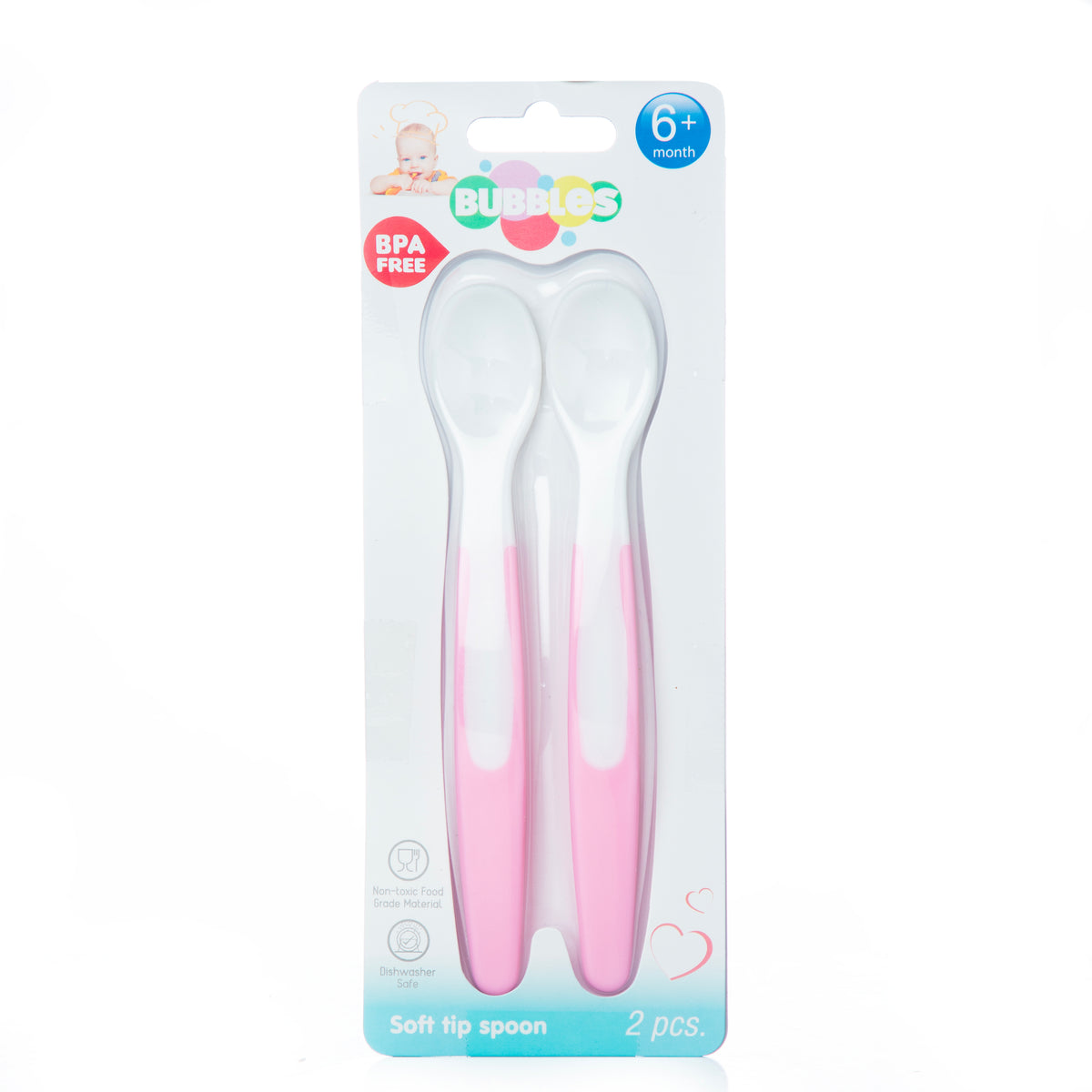 Bubbles Silicon Spoon With Ultra Soft Tips - Pink (Pack of 2)