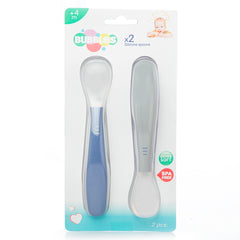 Bubbles Silicon Spoon With Ultra Soft Tips - Blue & Gray (Pack of 2)