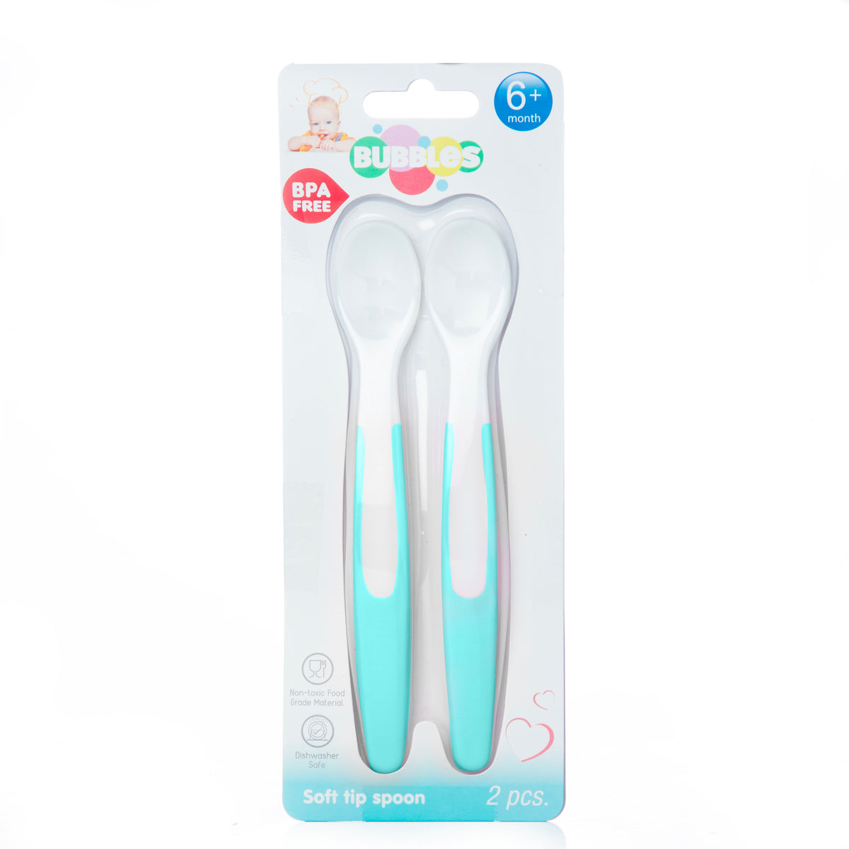 Bubbles Silicon Spoon With Ultra Soft Tips - Blue (Pack of 2)